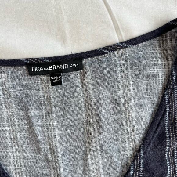 Fika The Brand Women's Large Blue Romper Light Weight V-Neck - Picture 2 of 4